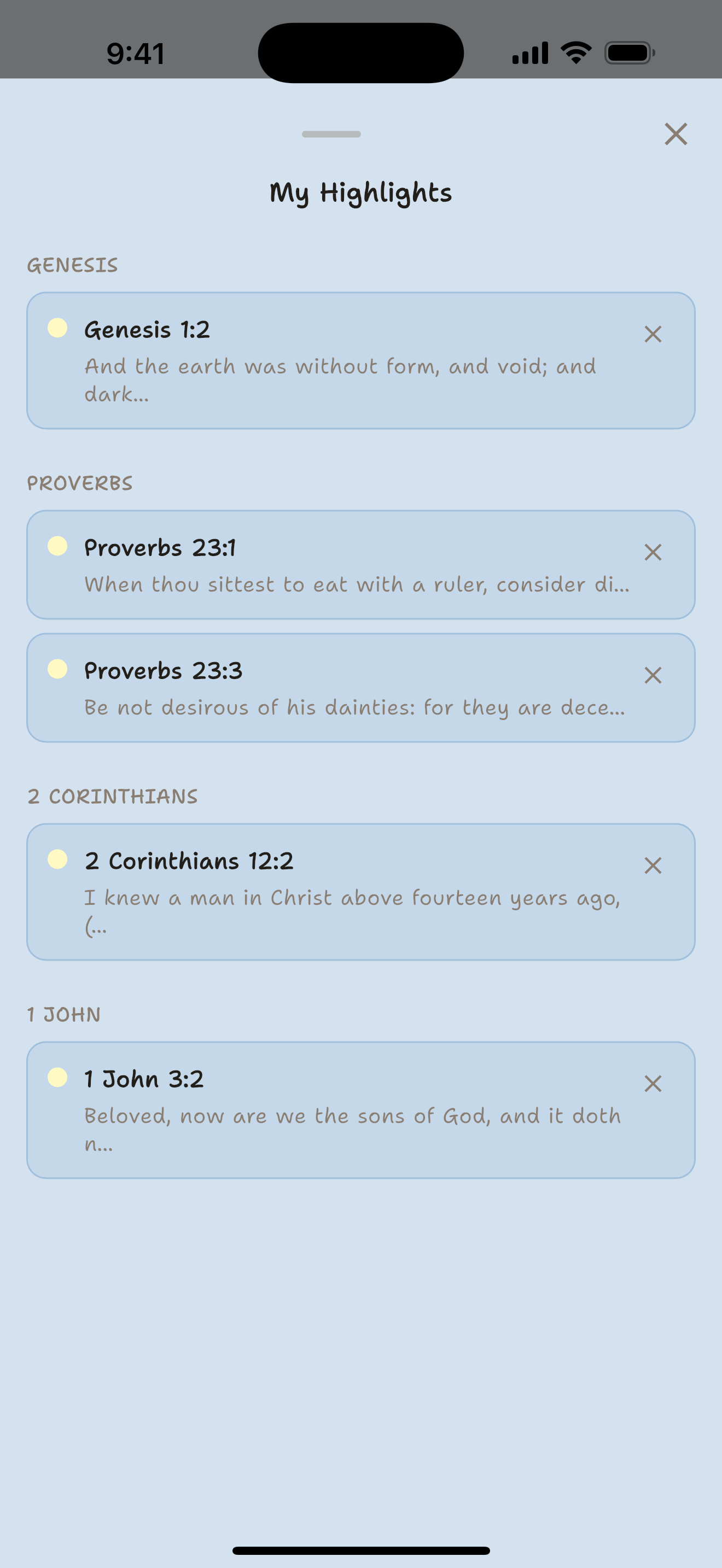Saved highlights collection